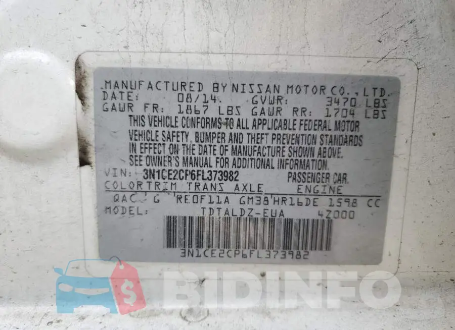 3N1CE2CP6FL373982 Photo# 12