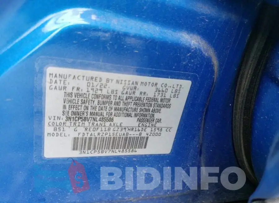 3N1CP5BV7NL485586 Photo# 12