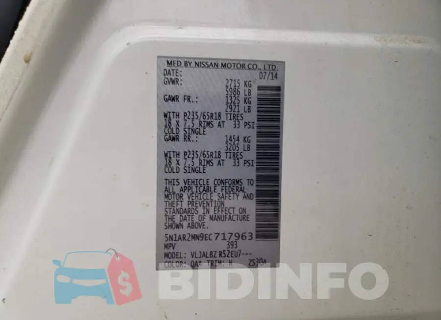 5N1AR2MN9EC717963 Photo# 13