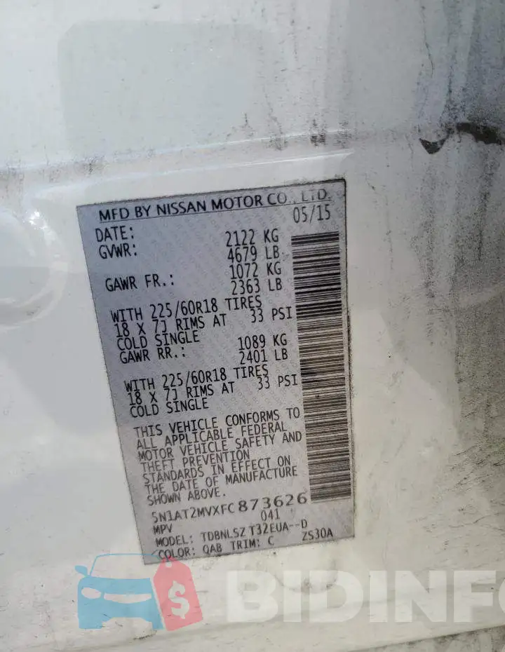 5N1AT2MVXFC873626 Photo# 13
