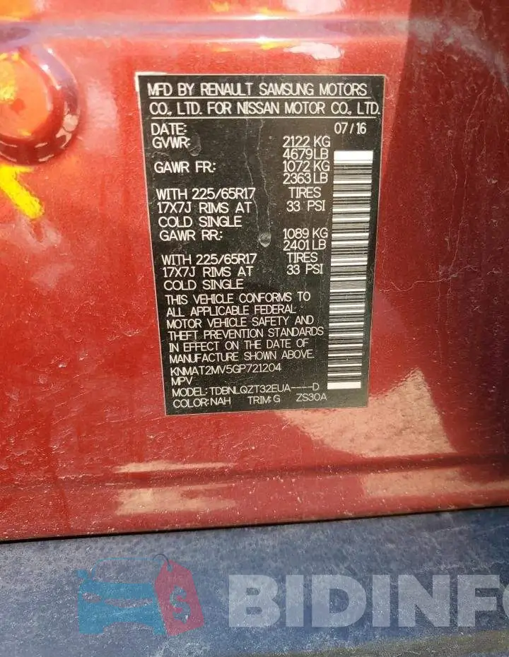 KNMAT2MV5GP721204 Photo# 14