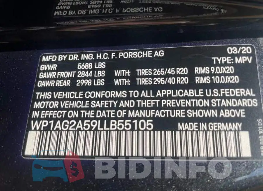 WP1AG2A59LLB55105 Photo# 10