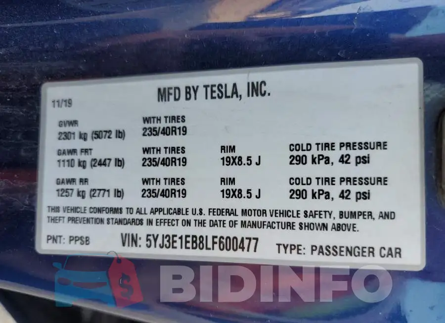 5YJ3E1EB8LF600477 Photo# 12