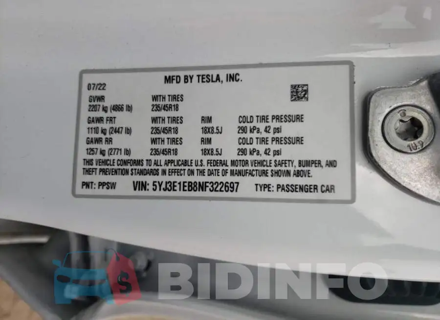 5YJ3E1EB8NF322697 Photo# 12