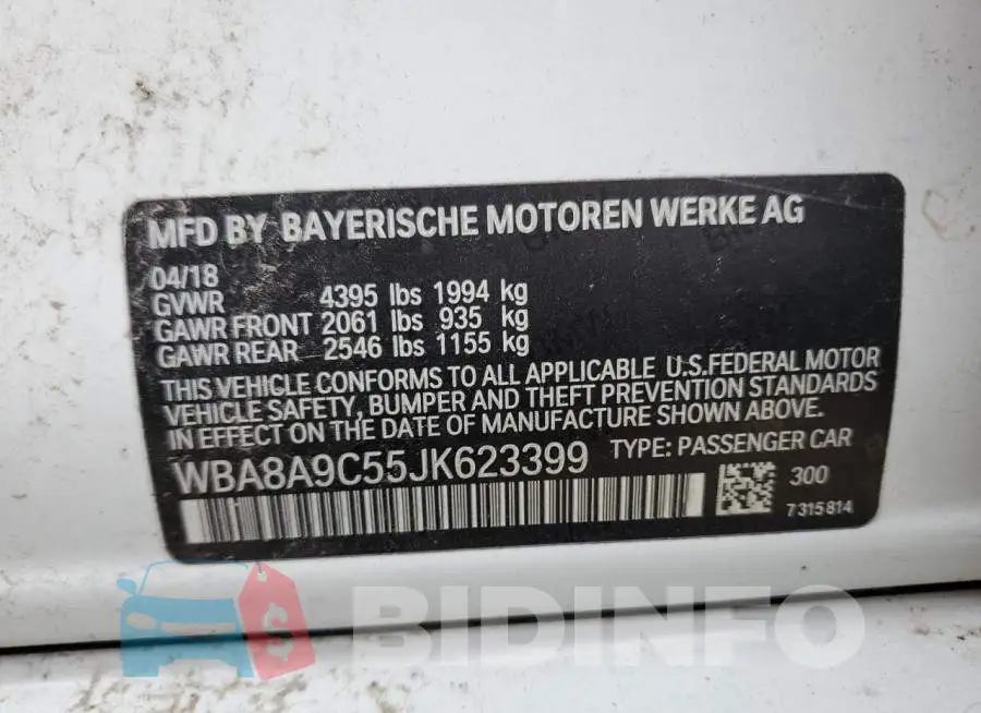 WBA8A9C55JK623399 Photo# 12