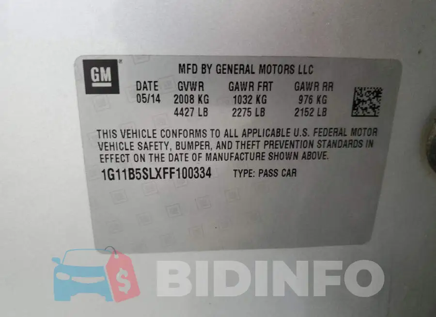 1G11B5SLXFF100334 Photo# 12