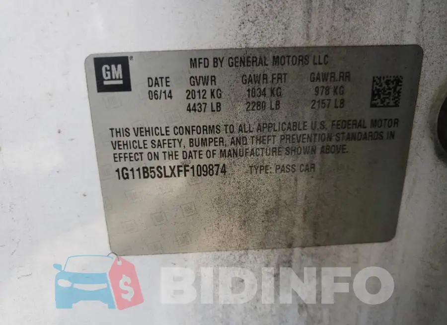 1G11B5SLXFF109874 Photo# 12