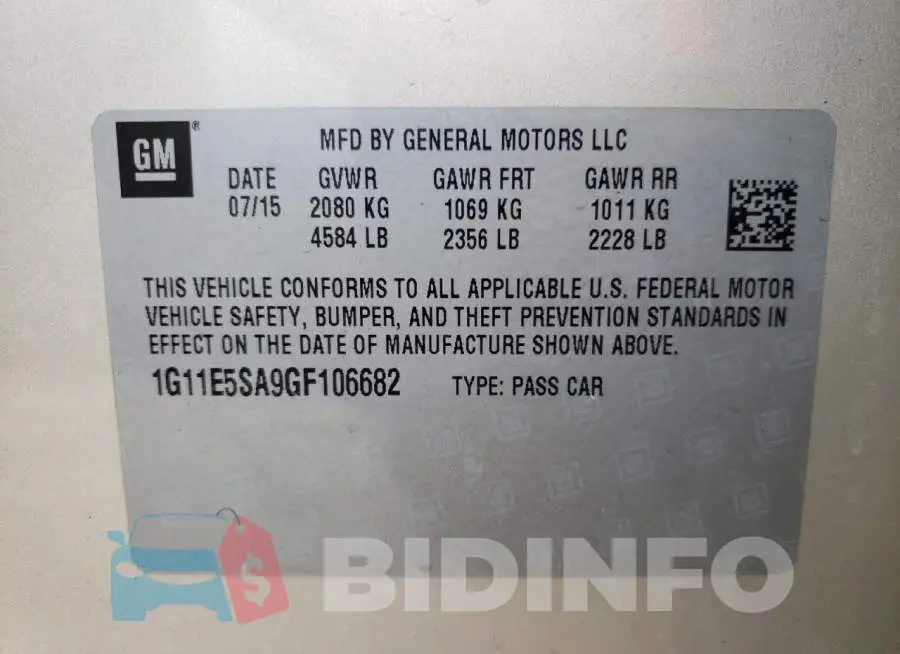 1G11E5SA9GF106682 Photo# 10