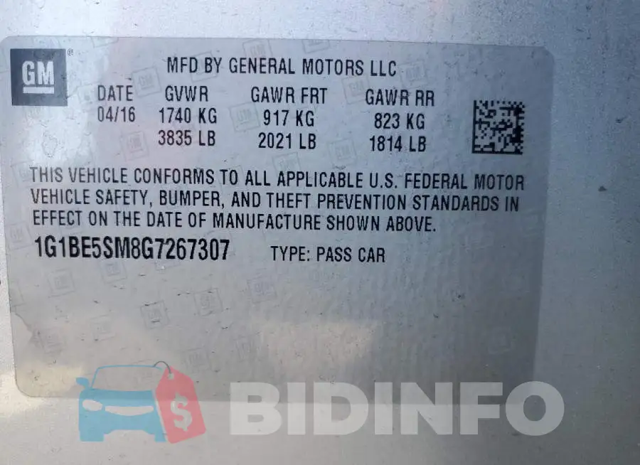 1G1BE5SM8G7267307 Photo# 13
