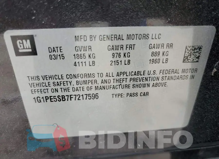 1G1PE5SB7F7217596 Photo# 13