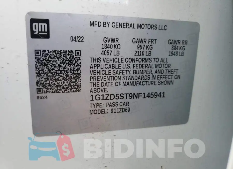 1G1ZD5ST9NF145941 Photo# 13