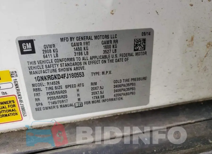 1GNKRGKD4FJ180553 Photo# 13