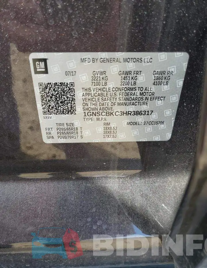 1GNSCBKC3HR386317 Photo# 14