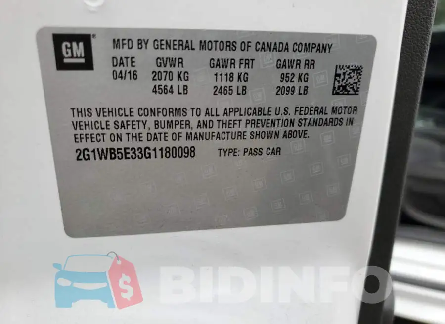 2G1WB5E33G1180098 Photo# 12