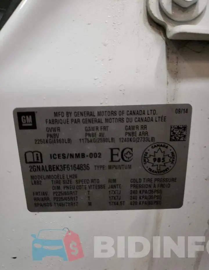 2GNALBEK3F6164836 Photo# 13