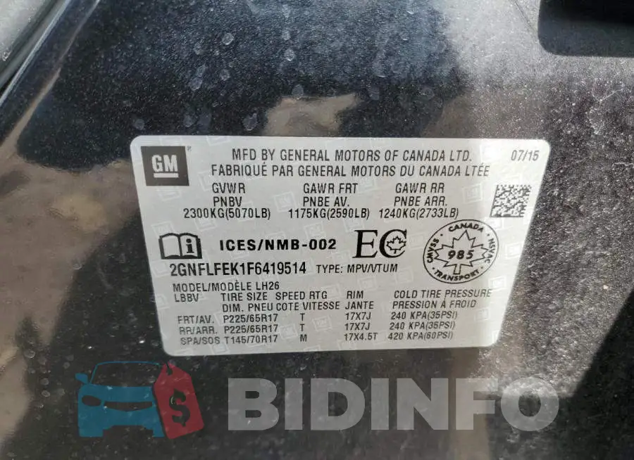 2GNFLFEK1F6419514 Photo# 13