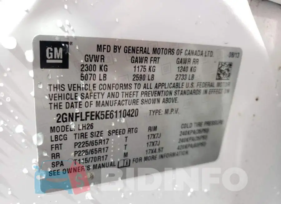 2GNFLFEK5E6110420 Photo# 13