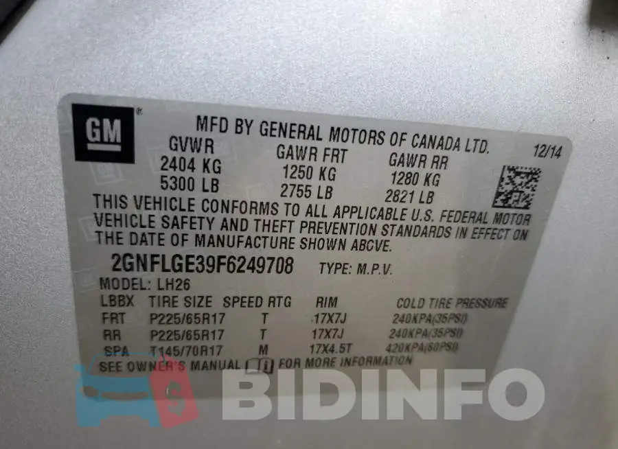 2GNFLGE39F6249708 Photo# 13