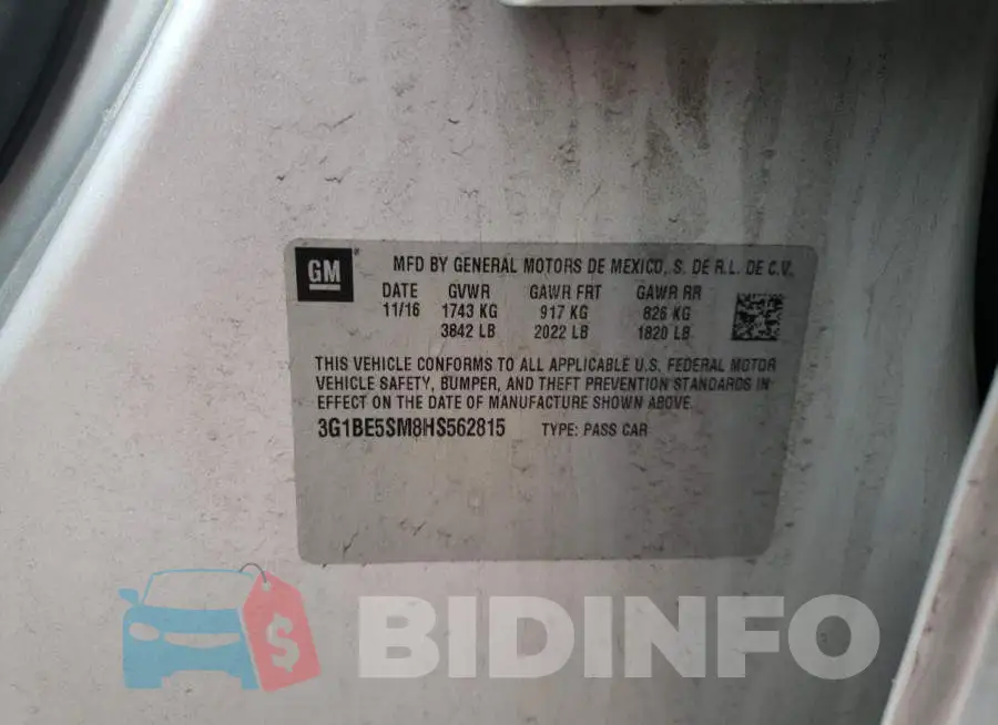 3G1BE5SM8HS562815 Photo# 13