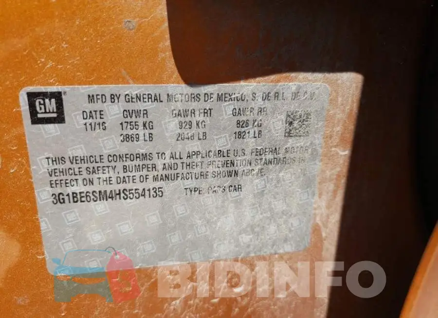 3G1BE6SM4HS554135 Photo# 12
