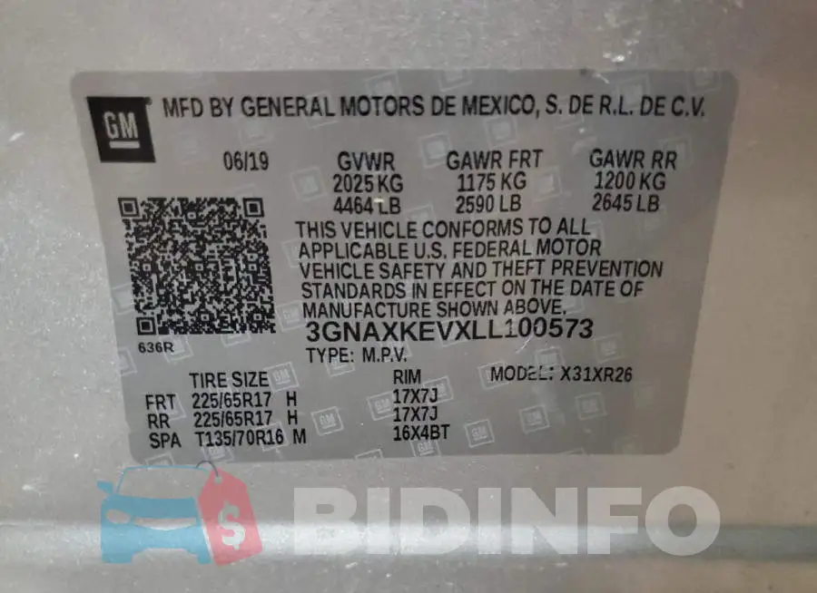 3GNAXKEVXLL100573 Photo# 13