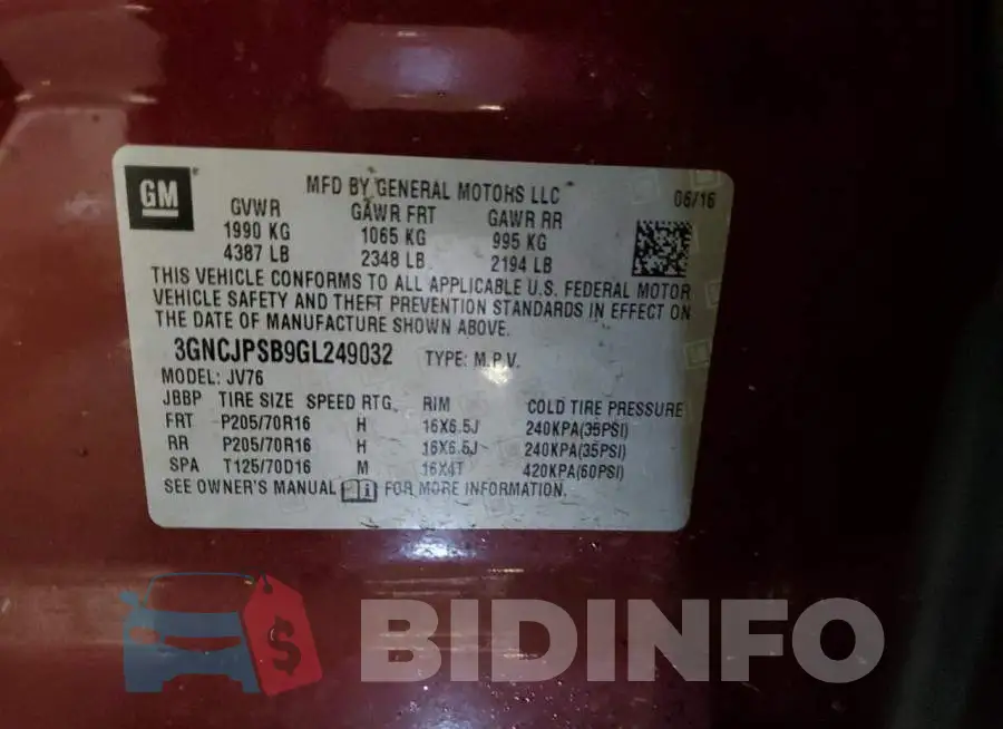 3GNCJPSB9GL249032 Photo# 13