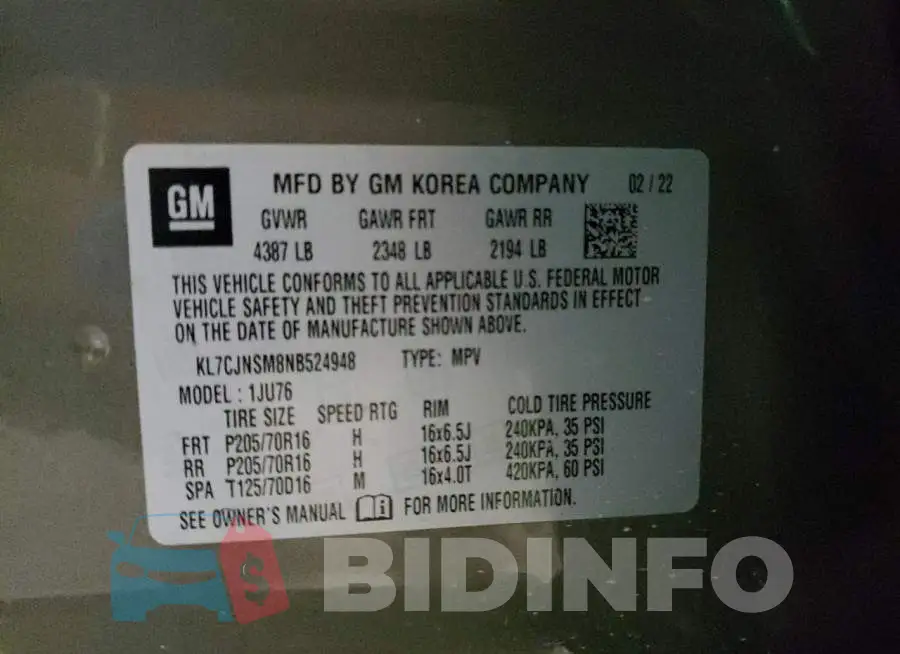 KL7CJNSM8NB524948 Photo# 12