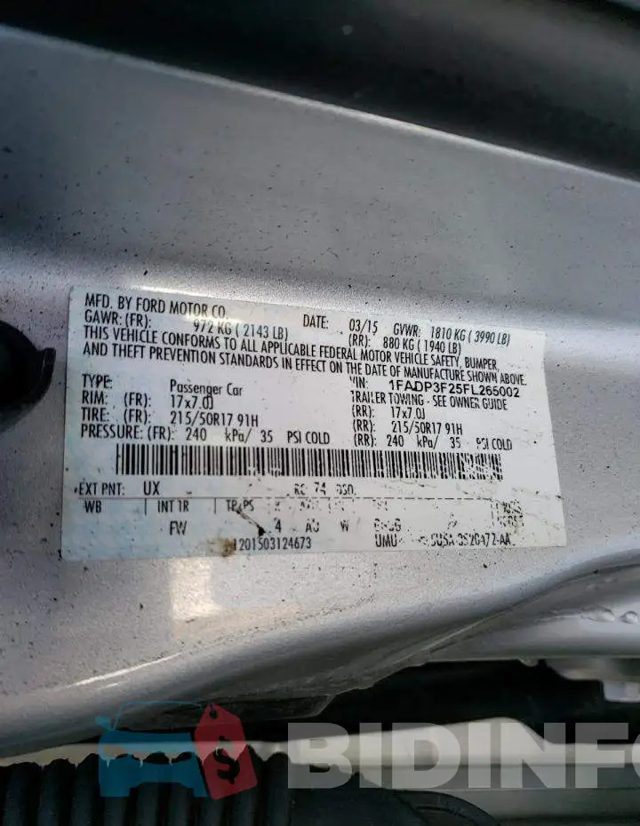 1FADP3F25FL265002 Photo# 12