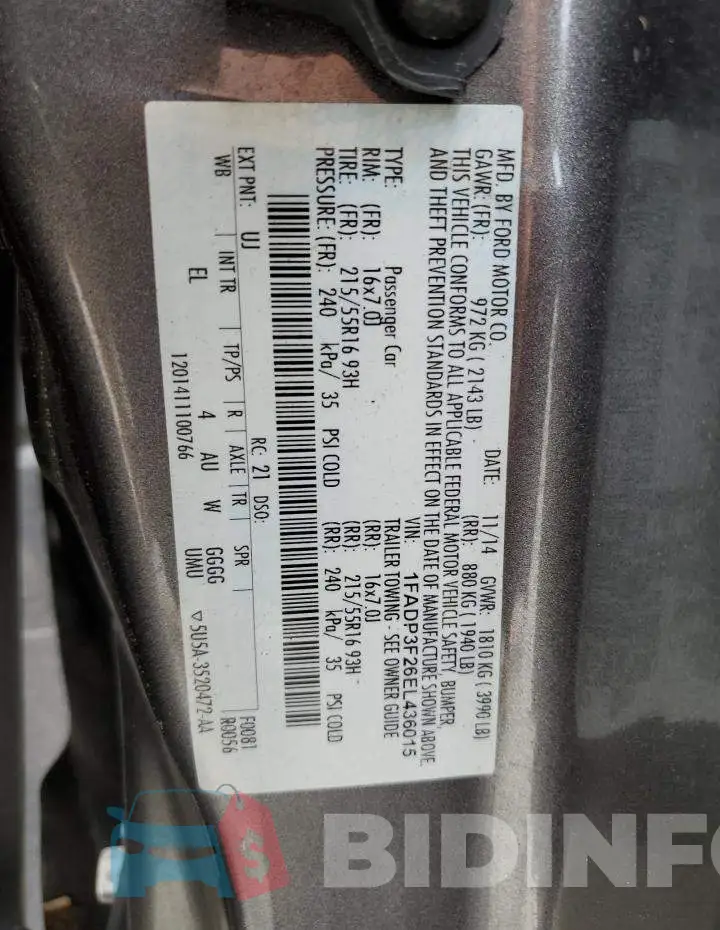 1FADP3F26EL436015 Photo# 12
