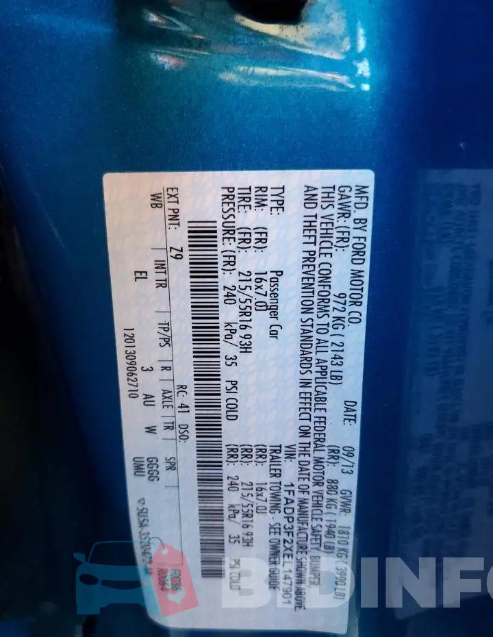 1FADP3F2XEL147901 Photo# 12