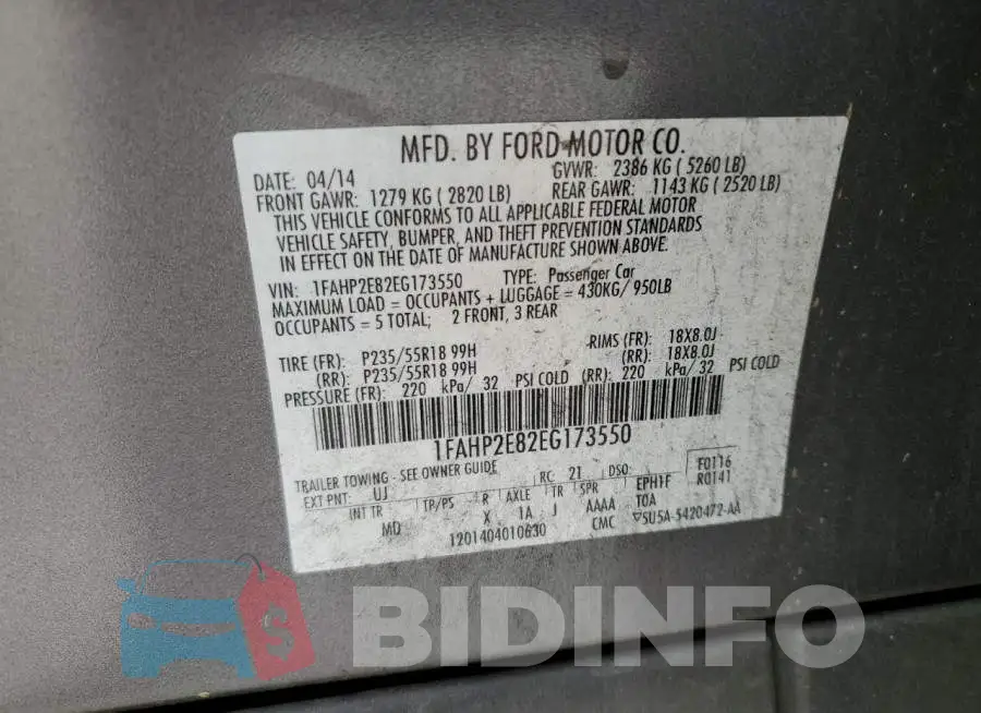 1FAHP2E82EG173550 Photo# 12