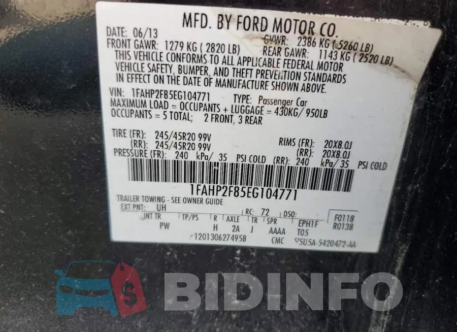 1FAHP2F85EG104771 Photo# 12