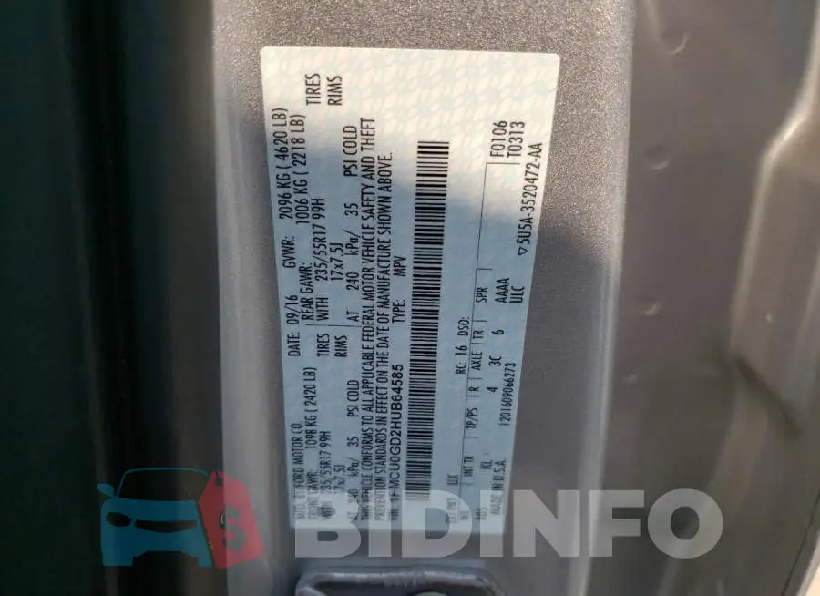 1FMCU0GD2HUB64585 Photo# 12