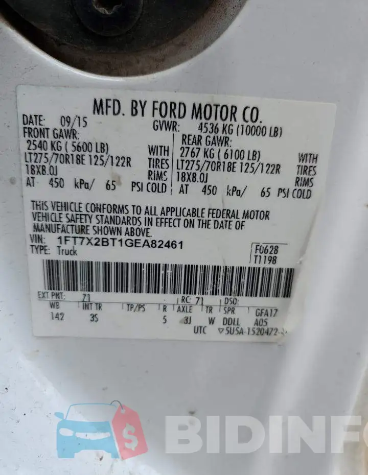 1FT7X2BT1GEA82461 Photo# 12
