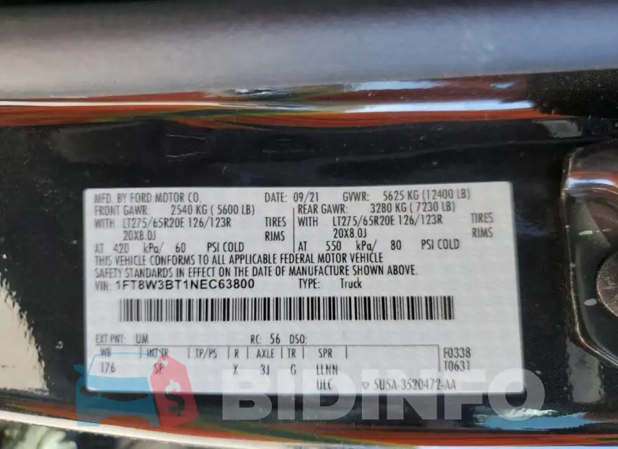 1FT8W3BT1NEC63800 Photo# 10