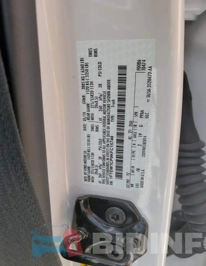 1FTEW1CP9KFC15749 Photo# 12