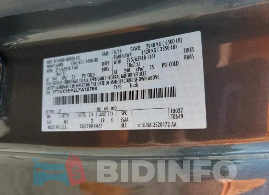 1FTEX1EP2LFA10768 Photo# 12