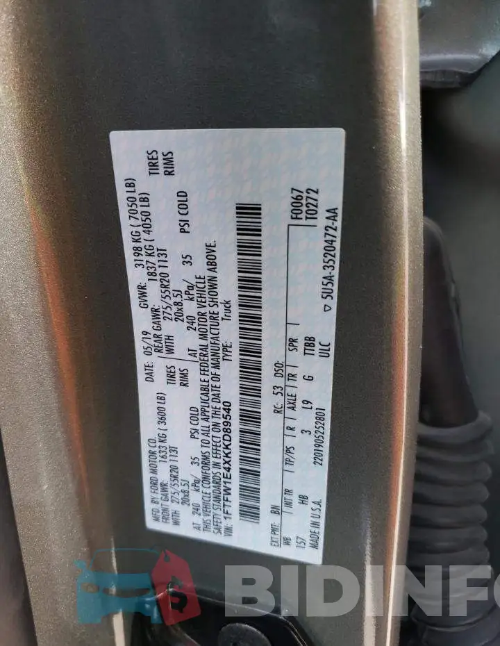 1FTFW1E4XKKD89540 Photo# 12