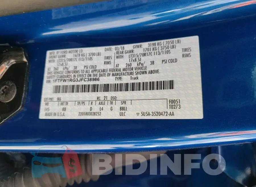 1FTFW1RG3JFC38986 Photo# 10