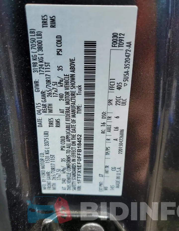 1FTFX1EF0FFB18452 Photo# 13