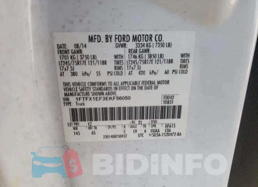 1FTFX1EF3EKF56050 Photo# 10