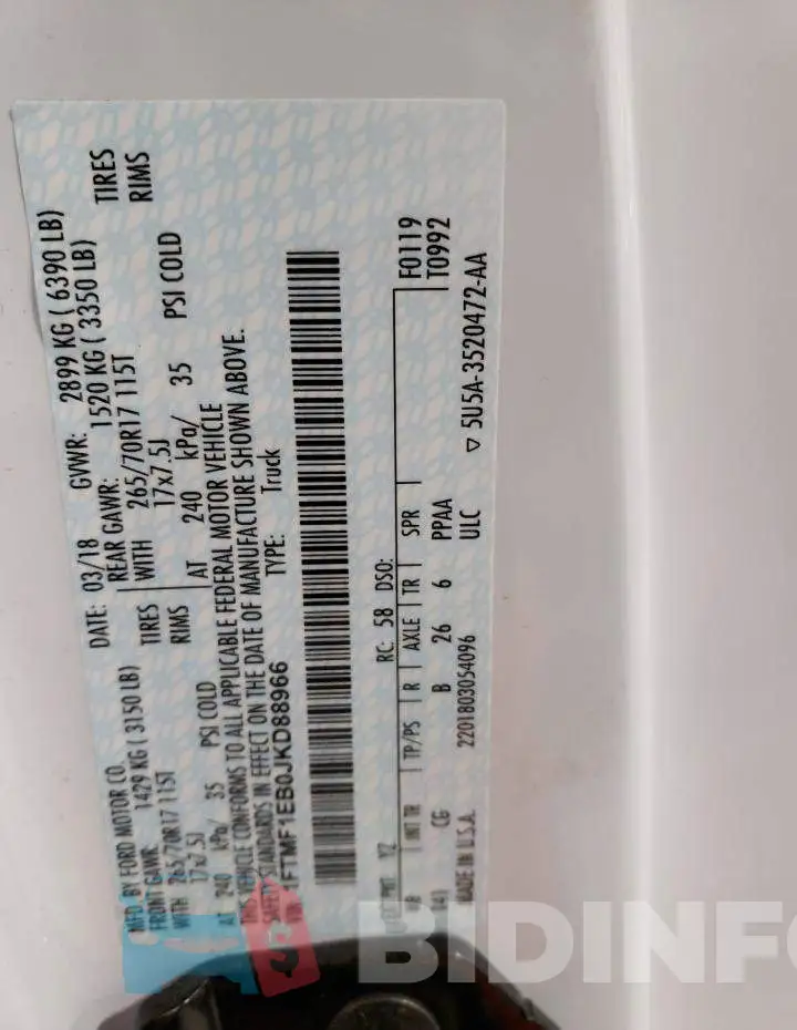 1FTMF1EB0JKD88966 Photo# 13