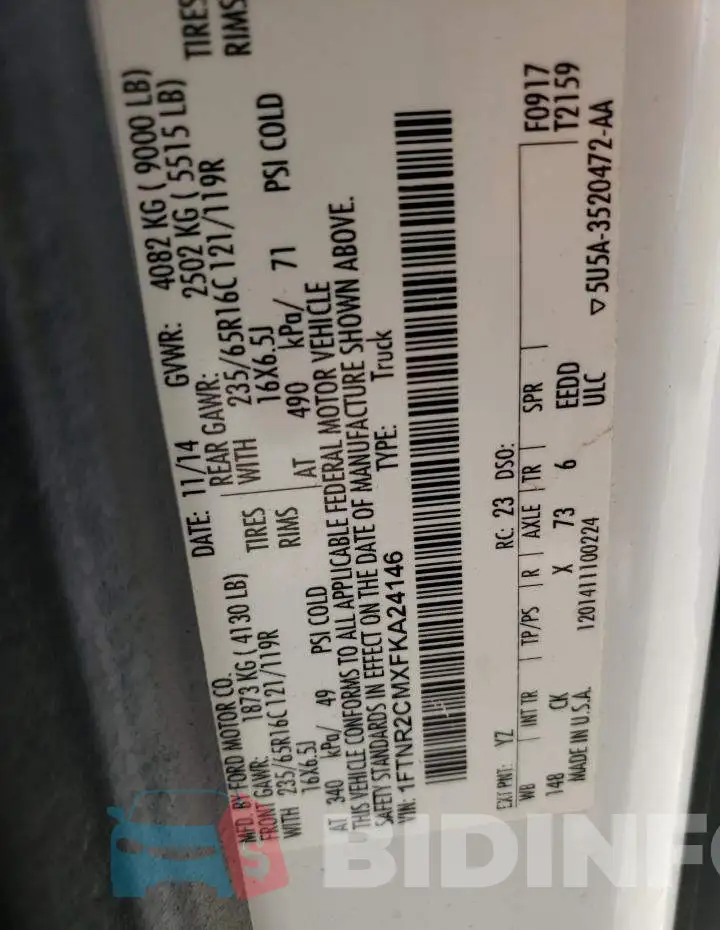 1FTNR2CMXFKA24146 Photo# 12