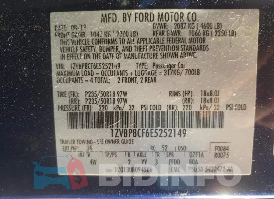 1ZVBP8CF6E5252149 Photo# 13