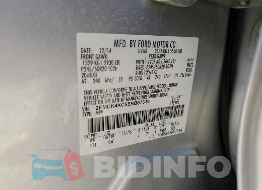 2FMDK4KC5EBB67319 Photo# 12