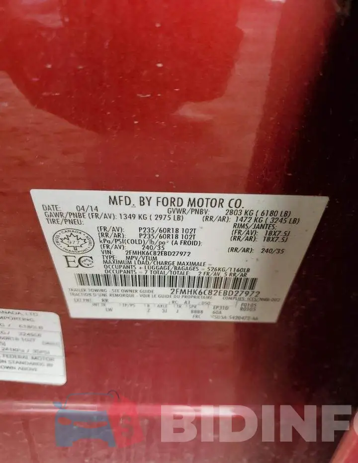 2FMHK6C82EBD27972 Photo# 13