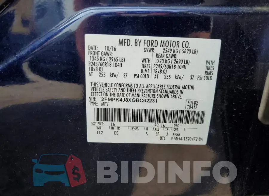 2FMPK4J8XGBC62231 Photo# 12