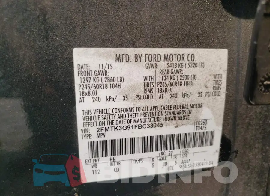 2FMTK3G91FBC33045 Photo# 13