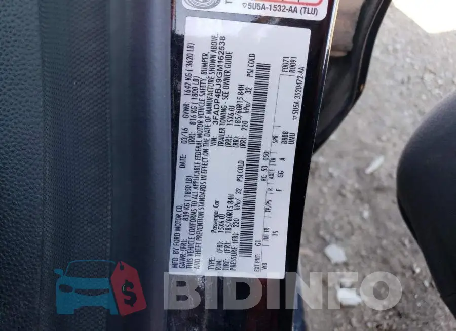 3FADP4BJ9GM162538 Photo# 13