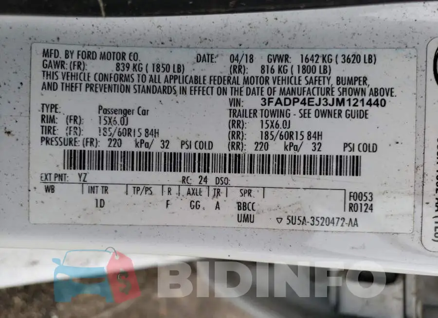 3FADP4EJ3JM121440 Photo# 12
